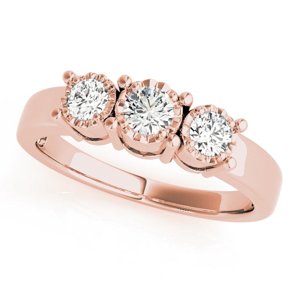 18K Rose Gold 1/3 ct tw Three Stone Diamond Engagement Ring