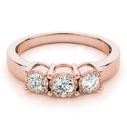 18K Rose Gold 1/3 ct tw Three Stone Diamond Engagement Ring