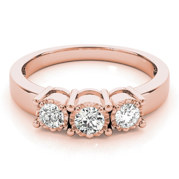 18K Rose Gold 1/3 ct tw Three Stone Diamond Engagement Ring