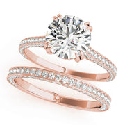 14K Rose Gold 1 1/2 ct tw Single Row Diamond Engagement Ring