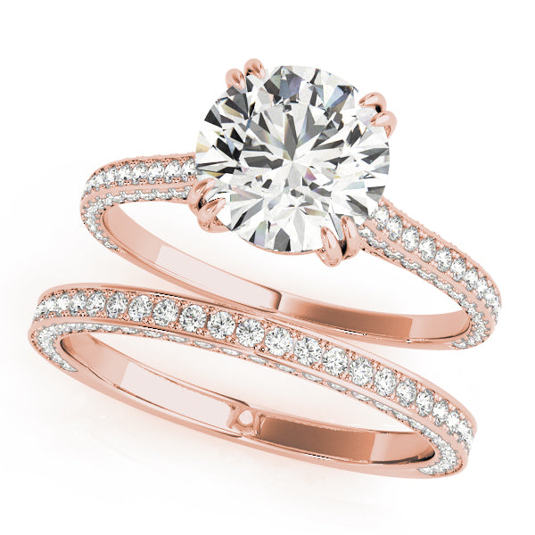 14K Rose Gold 1 1/2 ct tw Single Row Diamond Engagement Ring