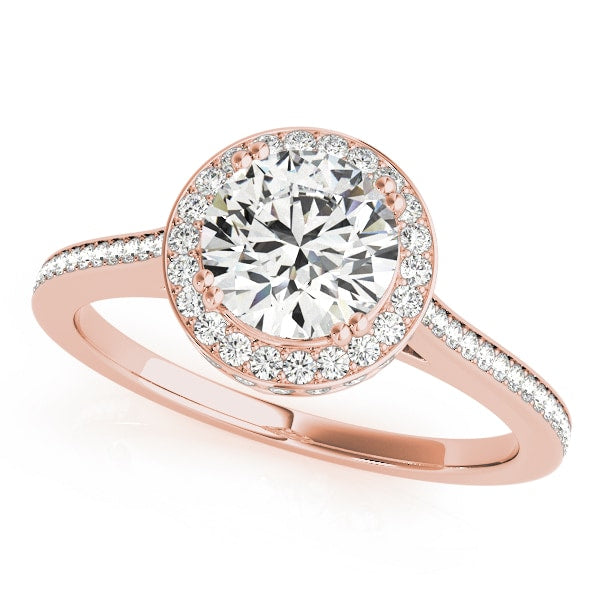 14K Rose Gold 1 1/2 ct tw Halo Diamond Engagement Ring