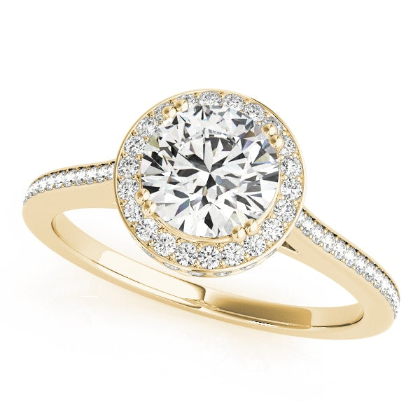 18K Yellow Gold 1 1/2 ct tw Halo Diamond Engagement Ring