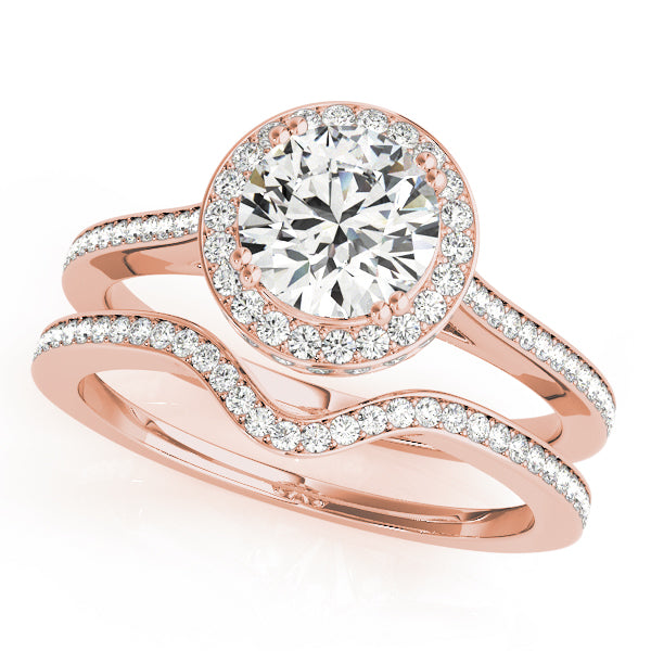 18K Rose Gold 1 1/2 ct tw Halo Diamond Engagement Ring