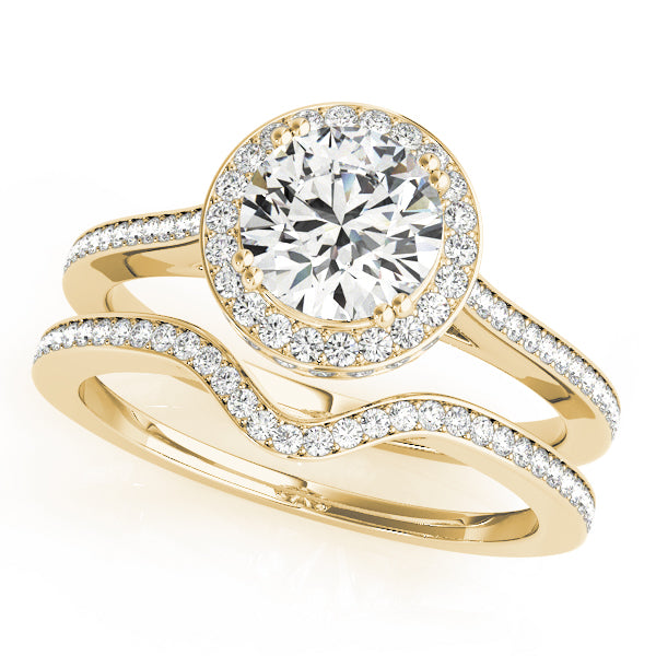 18K Yellow Gold 1 1/2 ct tw Halo Diamond Engagement Ring