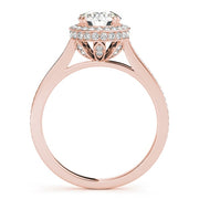 14K Rose Gold 1 1/2 ct tw Halo Diamond Engagement Ring