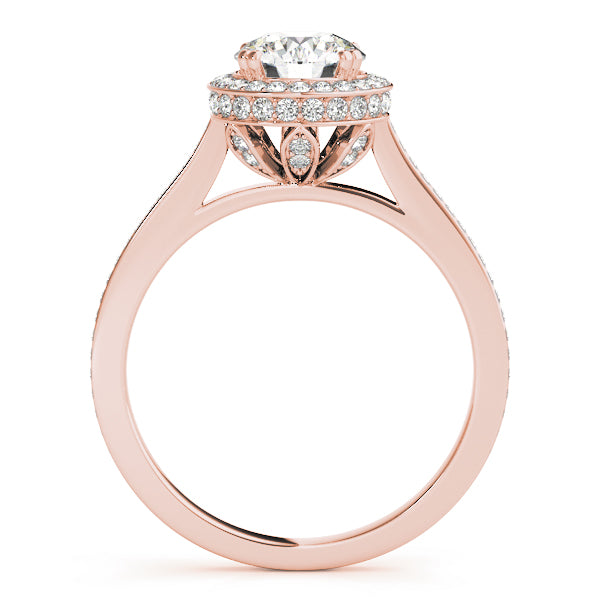 14K Rose Gold 1 1/2 ct tw Halo Diamond Engagement Ring