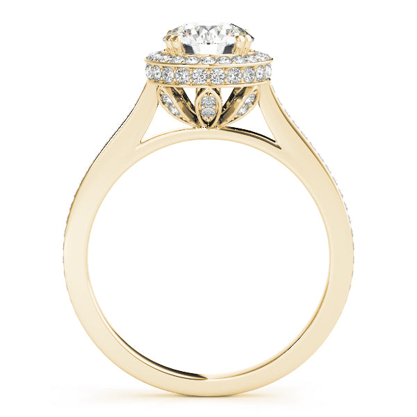18K Yellow Gold 1 1/2 ct tw Halo Diamond Engagement Ring