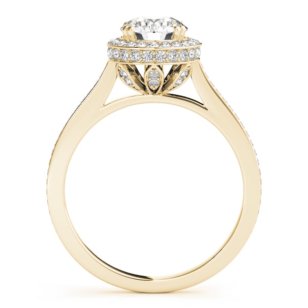 14K Yellow Gold 1 1/2 ct tw Halo Diamond Engagement Ring