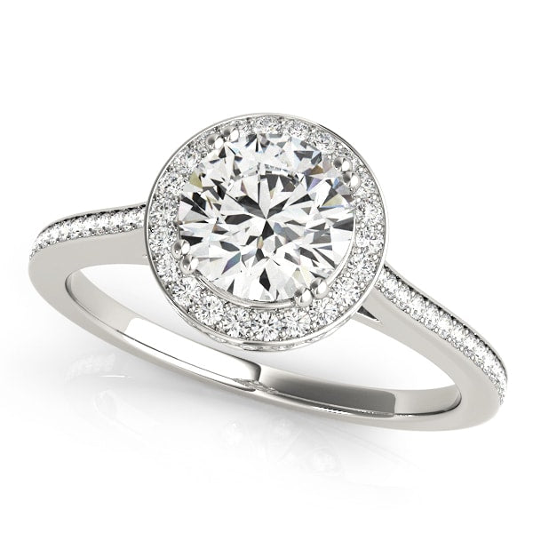 18K White Gold 1 1/2 ct tw Halo Diamond Engagement Ring