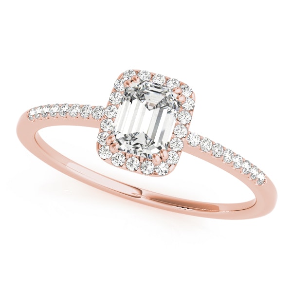 18K Rose Gold 1 1/5 ct tw Halo Diamond Engagement Ring