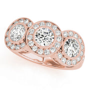 14K Rose Gold 1.05 ctw Round Diamond Three-Stone Ring
