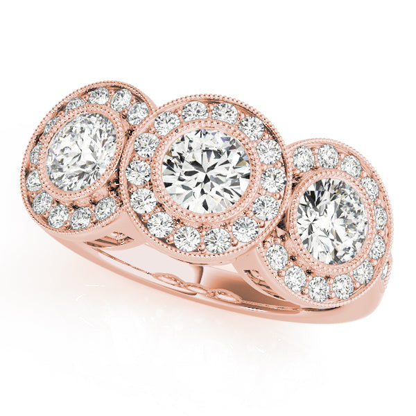 14K Rose Gold 1 3/8 ct tw Three Stone Diamond Engagement Ring