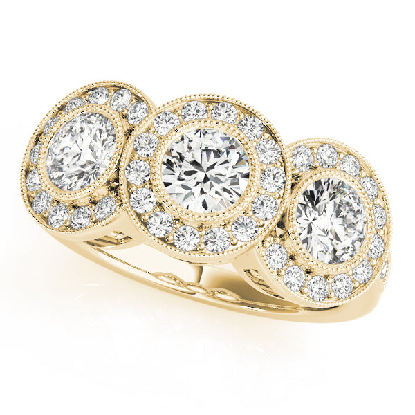 18K Yellow Gold 1 3/8 ct tw Three Stone Diamond Engagement Ring