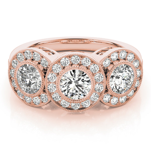 18K Rose Gold 1 3/8 ct tw Three Stone Diamond Engagement Ring