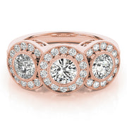 14K Rose Gold 1.05 ctw Round Diamond Three-Stone Ring