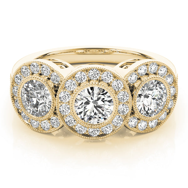 18K Yellow Gold 1 3/8 ct tw Three Stone Diamond Engagement Ring
