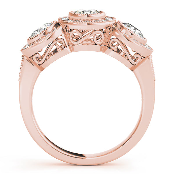 18K Rose Gold 1 3/8 ct tw Three Stone Diamond Engagement Ring