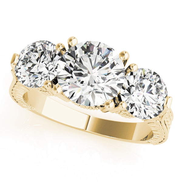 14K Yellow Gold 2 7/8 ct tw Three Stone Diamond Engagement Ring