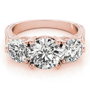 14K Rose Gold 2 7/8 ct tw Three Stone Diamond Engagement Ring