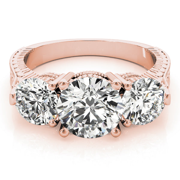 14K Rose Gold 2 7/8 ct tw Three Stone Diamond Engagement Ring