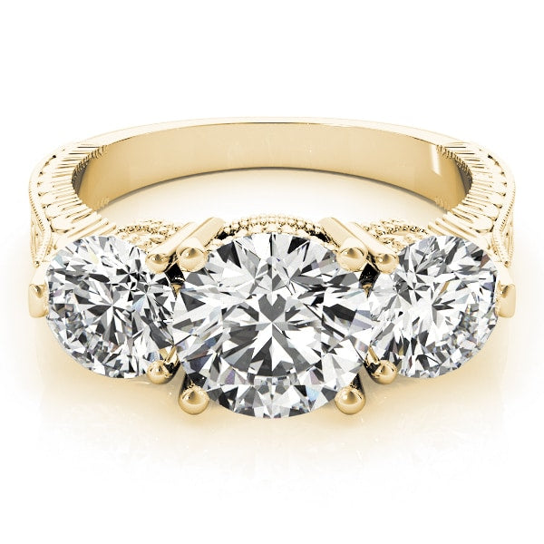 18K Yellow Gold 2 7/8 ct tw Three Stone Diamond Engagement Ring