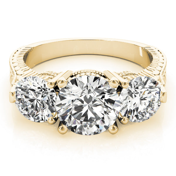 14K Yellow Gold 2 7/8 ct tw Three Stone Diamond Engagement Ring
