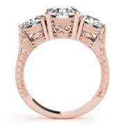 18K Rose Gold 2 7/8 ct tw Three Stone Diamond Engagement Ring
