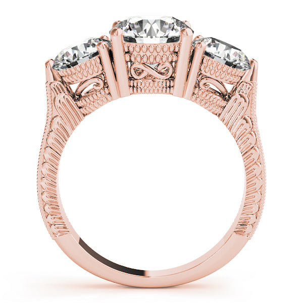18K Rose Gold 2 7/8 ct tw Three Stone Diamond Engagement Ring