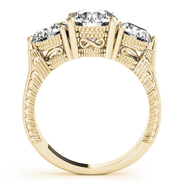 18K Yellow Gold 2 7/8 ct tw Three Stone Diamond Engagement Ring