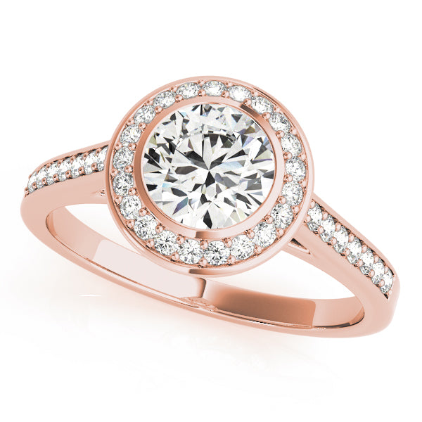 18K Rose Gold 1 1/4 ct tw Halo Diamond Engagement Ring