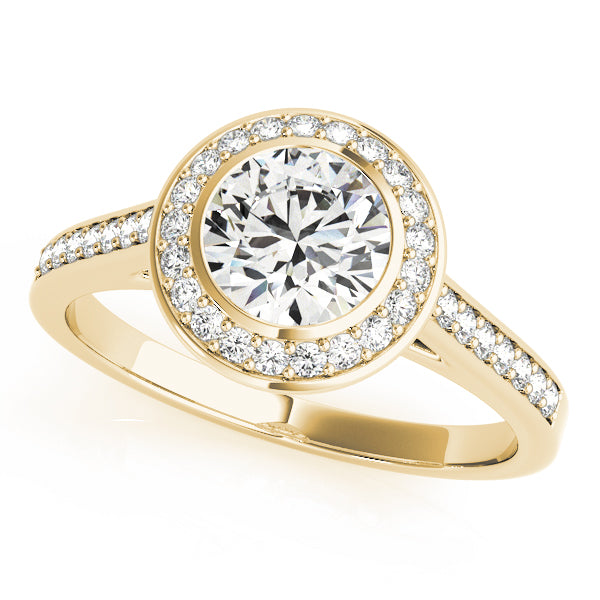 18K Yellow Gold 1 1/4 ct tw Halo Diamond Engagement Ring
