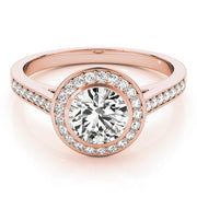 14K Rose Gold 1 1/4 ct tw Halo Diamond Engagement Ring