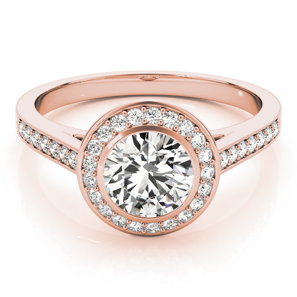 14K Rose Gold 1 1/4 ct tw Halo Diamond Engagement Ring