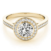 18K Yellow Gold 1 1/4 ct tw Halo Diamond Engagement Ring