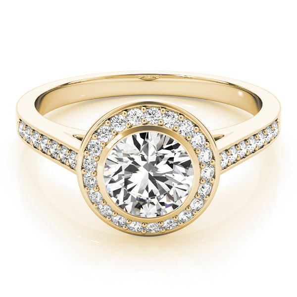 18K Yellow Gold 1 1/4 ct tw Halo Diamond Engagement Ring