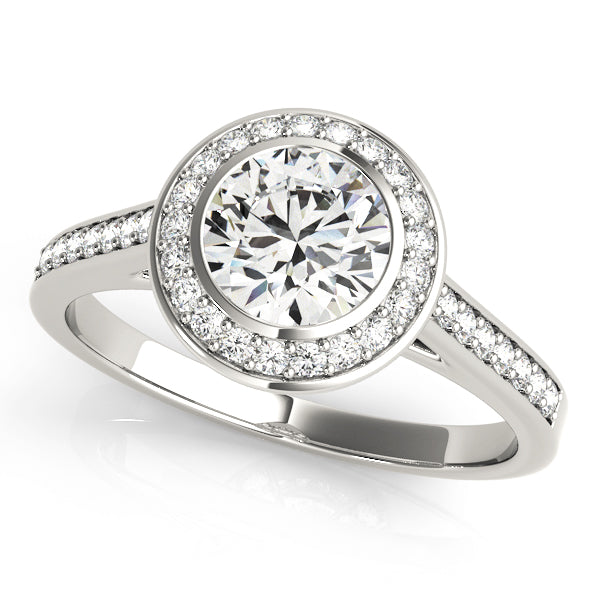 18K White Gold 1 1/4 ct tw Halo Diamond Engagement Ring