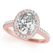 14K Rose Gold Oval Diamond Halo Engagement Ring