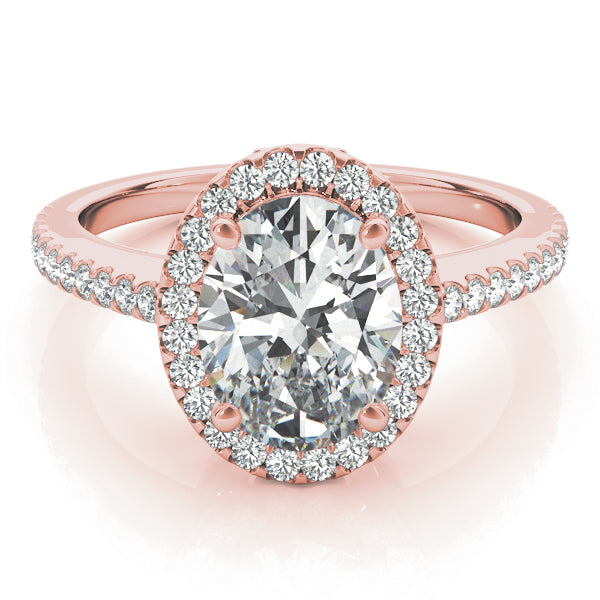 14K Rose Gold 5/8 ct tw Halo Diamond Engagement Ring