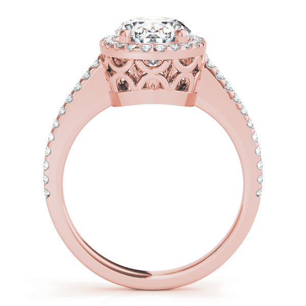 14K Rose Gold 5/8 ct tw Halo Diamond Engagement Ring