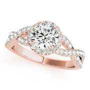 14K Rose Gold 1 1/2 ct tw Halo Diamond Engagement Ring