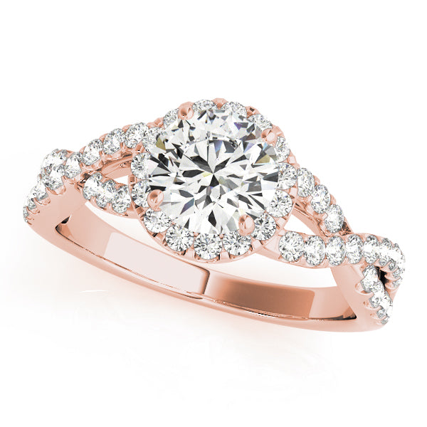 18K Rose Gold 1 1/2 ct tw Halo Diamond Engagement Ring