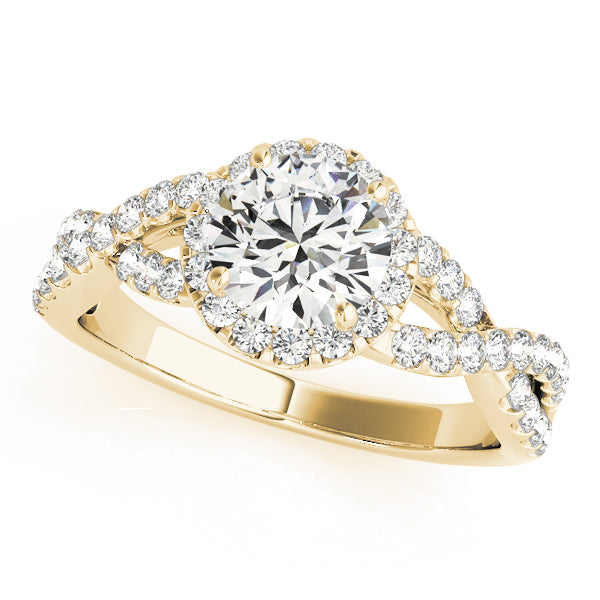 14K Yellow Gold 1 1/2 ct tw Halo Diamond Engagement Ring