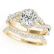 18K Yellow Gold 1 1/2 ct tw Halo Diamond Engagement Ring