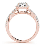 14K Rose Gold 1 1/2 ct tw Halo Diamond Engagement Ring