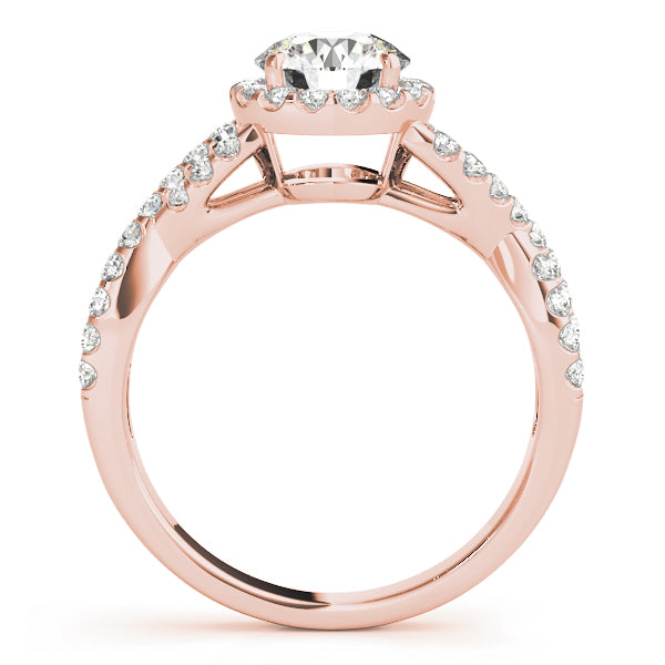 14K Rose Gold 1 1/2 ct tw Halo Diamond Engagement Ring