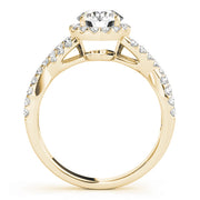 18K Yellow Gold 1 1/2 ct tw Halo Diamond Engagement Ring