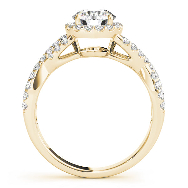18K Yellow Gold 1 1/2 ct tw Halo Diamond Engagement Ring
