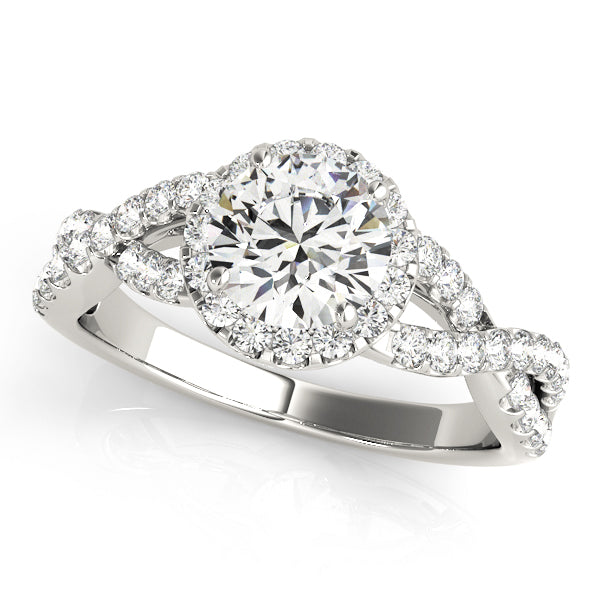 1 CT Round Diamond Halo Engagement Ring