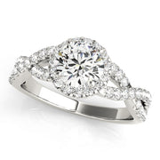 1 CT Round Diamond Halo Engagement Ring